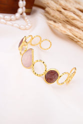 Bracciale in quarzo rosa e pietra solare